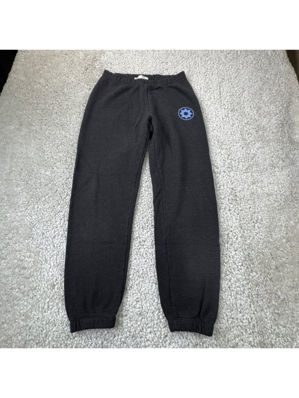 Spiritual Gangster Sweatpant Jogger Black Blue Floral Print Womens Small